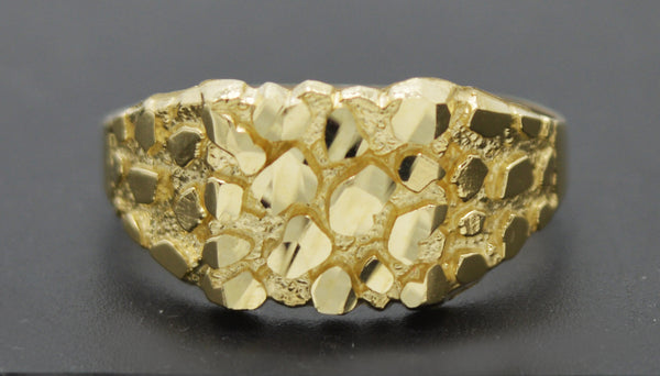 Real Solid 10K Yellow Gold Men's Nugget Square Ring 10.7mm ALL Sizes