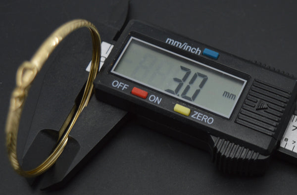 Real 10k Yellow Solid Gold 5.5" Children's 3mm Leaf Charm Bangle Bracelet 2.3gr.jpg