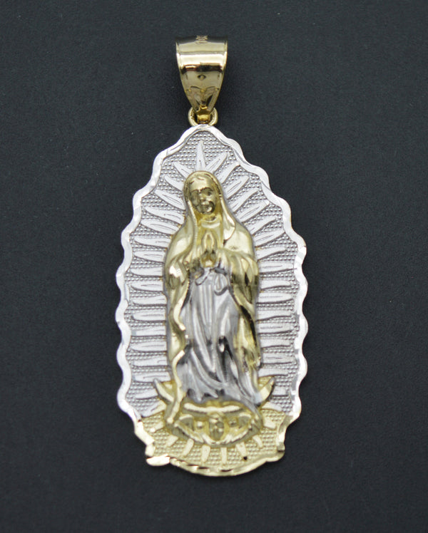 Real 10K Yellow-White Gold Lady Guadalupe Virgin Mary Medallion Pendant 4.2gr.jpg