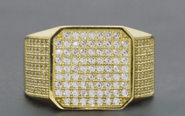 Real 10K Yellow Gold 14mm CZ Micro-pave Ice Bling Urban Men Ring 6.3gr All Sizes.jpg