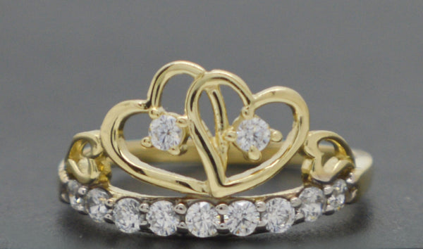 Real 10K Yellow Gold 10mm CZ Heart Shape Lovestruck Wedding Ring 1.8gr All Sizes.jpg