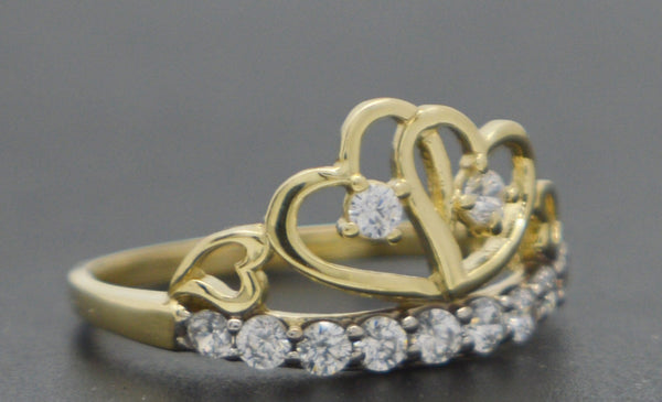Real 10K Yellow Gold 10mm CZ Heart Shape Lovestruck Wedding Ring 1.8gr All Sizes.jpg