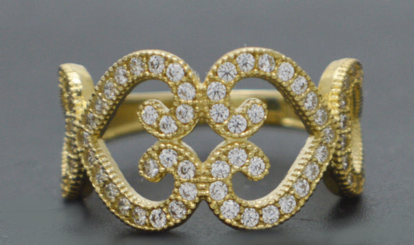 Real 10K Yellow Gold 12mm Lovestruck CZ Heart Shape Wedding Ring 3.3gr All Sizes.jpg