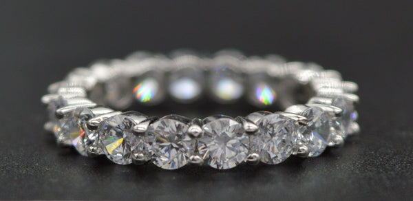RM16 4.00ct Created Round Diamond Eternity Wedding Band Size 8 14K White Gold