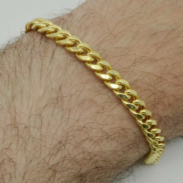 14k Real Yellow Gold  mans 6mm  Miami Cuban Curb Chain Bracelet 8 1/4" 9gr