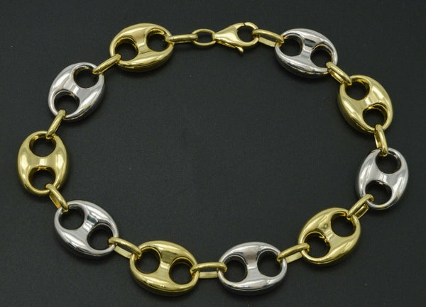 Mens 12mm 10k Real Two-Tone Gold Gucci Link Bracelet 8.5" 10.9 grams