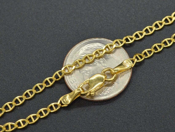 Real 14K Yellow GOLD Mariner Anchor Chain Necklace 3.2mm 18" 20'' 22'' 24"