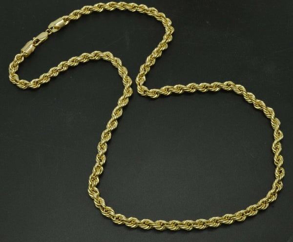 10K Yellow REAL GOLD Hollow Rope Chain Necklace 5mm 20'' 22" 24" 26"