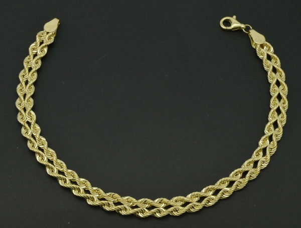 10K Yellow Solid Gold Twist Rope Chain Bracelet 2.1gr 7 1/4''