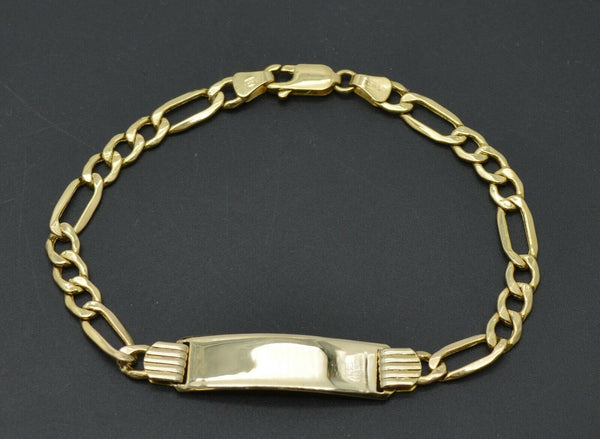 Real 10k Yellow Gold Figro Personalized ID bar Bracelet 7" + Engraving