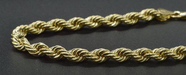Real 14K Yellow Gold 5MM Hollow Rope Chain Necklace 28'' 14.9gr