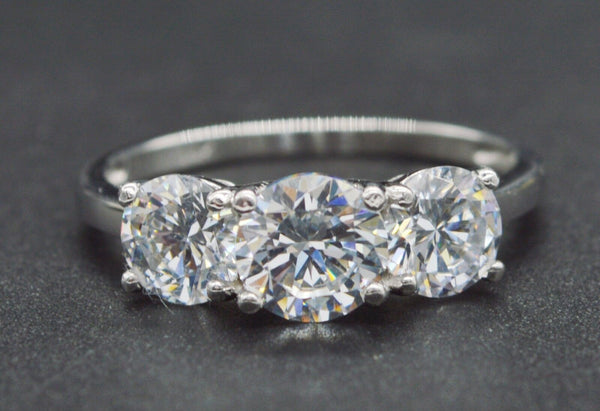 3.00ct triple Created Round Diamond Engagement Ring 14k Solid white Gold ga130