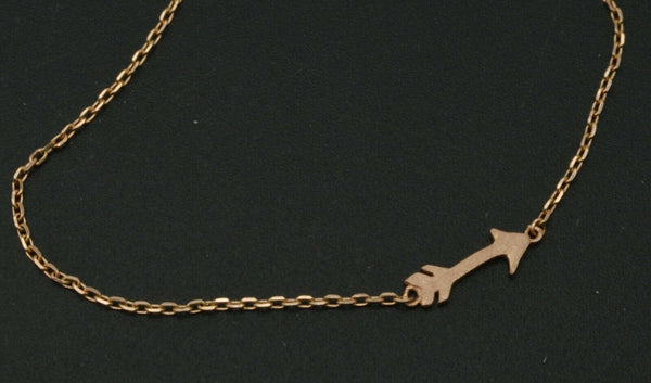 14k Solid Rose Gold Chain Stick arrow Necklace