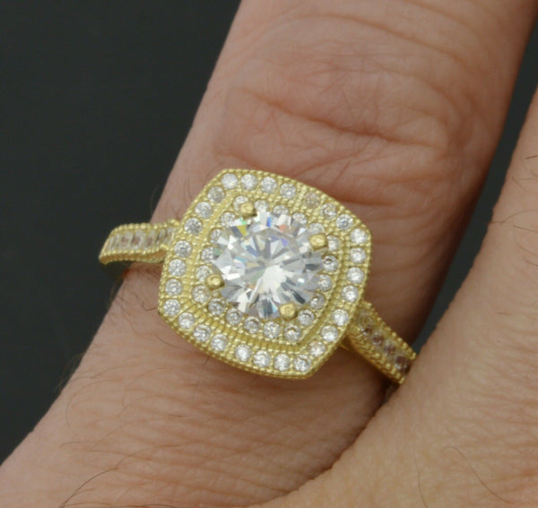 10k Solid Yellow Gold 2.00ct Created Round Diamond Engagement Ring