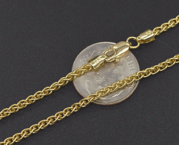 Real NEW 14k Yellow Solid Gold 2.4mm round wheat Link Chain 16" 18'' 20'' 24"