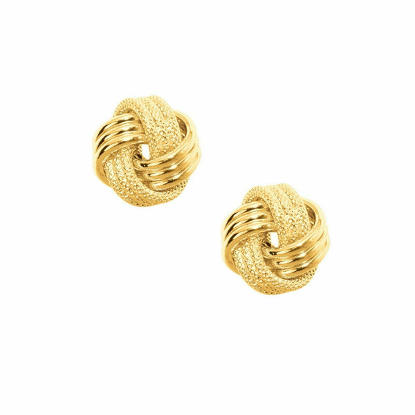 10k Yellow Soild Gold Italian 10mm Love Knot Textured polished stud Earrings.jpg