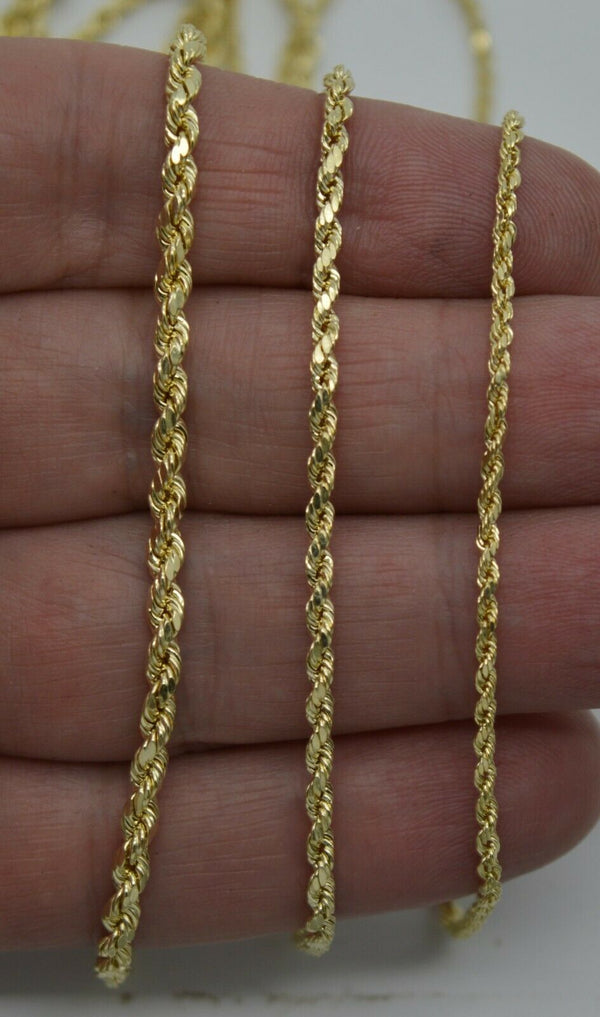 10k Yellow Solid GOLD Hollow Rope Chain Necklace 3mm 18" - 24"