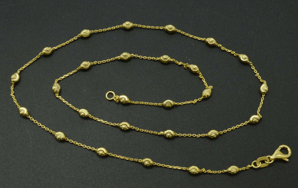 14k Yellow Solid Gold Ball Bead diamond cut Station Necklace 2.5m 16'' 18'' 20''