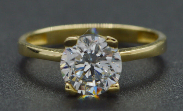 1.50 Ct 14K Yellow Gold Solitaire Engagement Wedding Created Diamond Ring #as166
