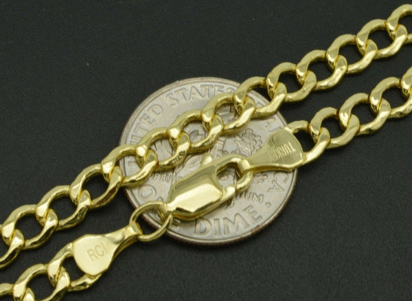 NEW 14k Real Yellow Gold 4.5mm Cuban Curb Link Chain 18" - 24"