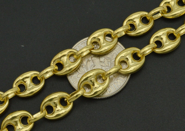 14K Yellow REAL GOLD Puffed Mariner Gucci Link Chain Necklace 7mm 18''20"24"