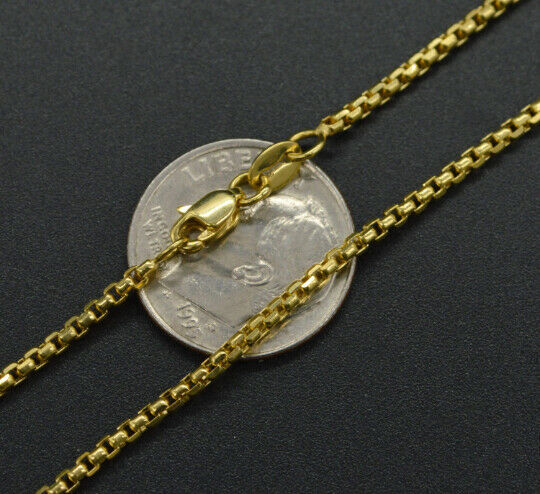 14K Yellow Solid Gold Round Box Link Chain Necklace 1.7mm 16" 18'' 20'' 24"