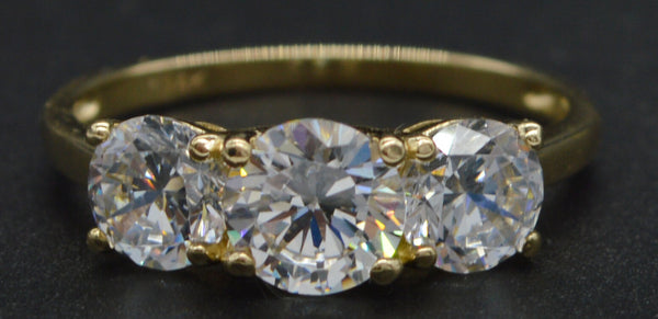 14k Solid Yellow Gold 3.00ct triple Created Round Diamond Engagement Ring