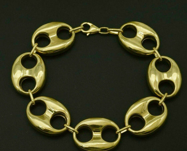 Mens 19mm 10k Real Yellow Gold Nugget Gucci Link Bracelet 8 3/4" 16grams