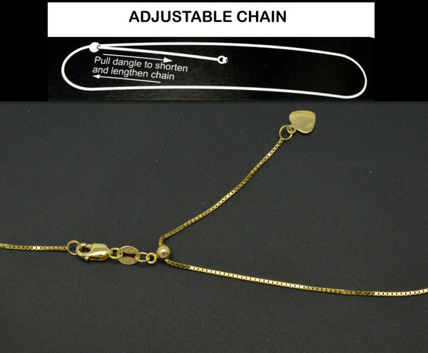 Real 10K Yellow Gold Up to 22" Solid Adjustable box Chain Necklace