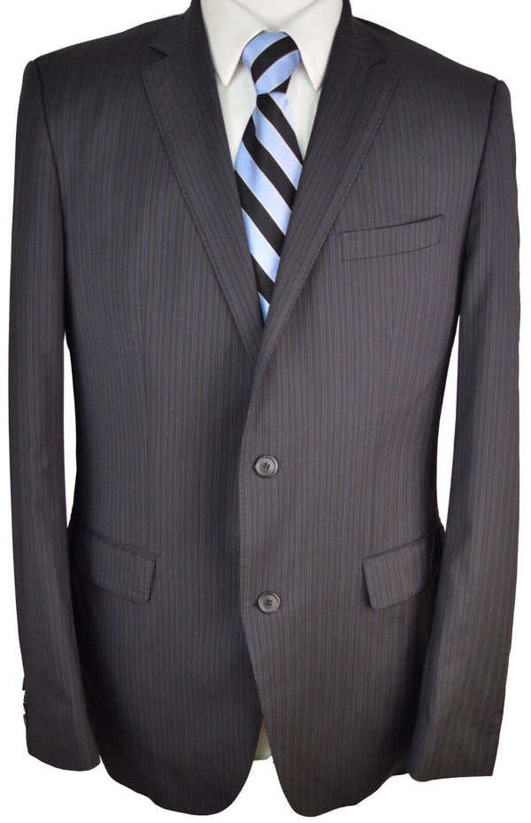 #BZ46 HUGO BOSS The Jam76/Sharp1 Black Striped 100% Wool Blazer 42 Long