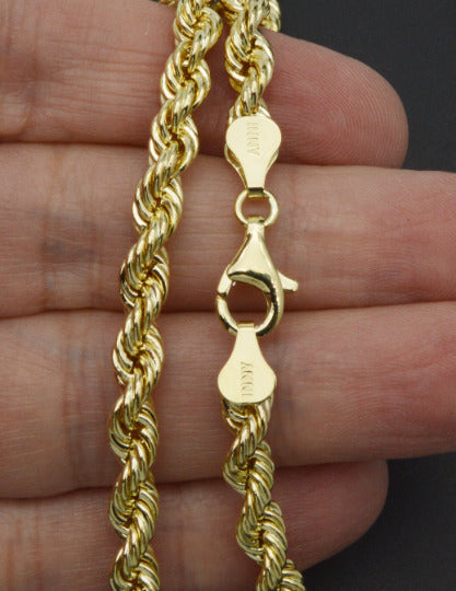 10K Yellow REAL GOLD Hollow Rope Chain Necklace 6mm 22"-24" 26" 28" 30''