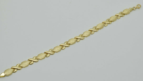 10k solid Yellow Gold "Hugs & Kisses" XO Bracelet. 7mm 71/4''- 8''