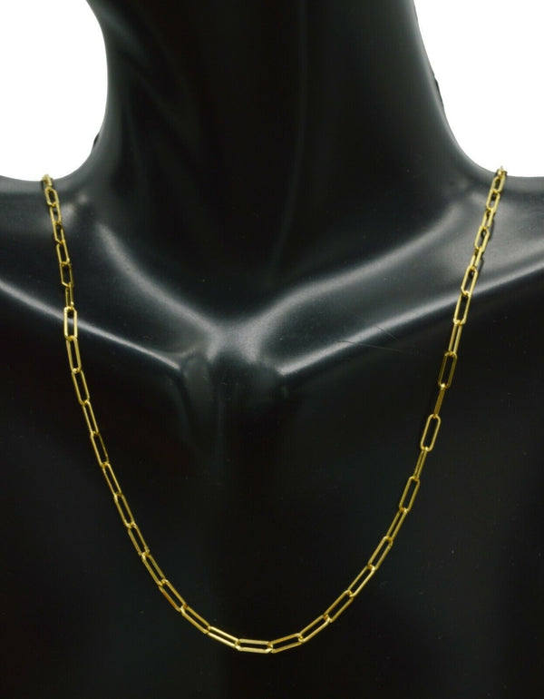 14K Yellow REAL GOLD Paper Clip Link Chain Necklace 3.mm 16'' 18'' 20" 24''