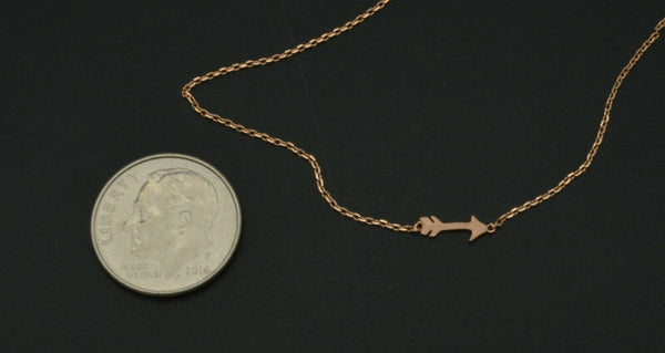 14k Solid Rose Gold Chain Stick arrow Necklace