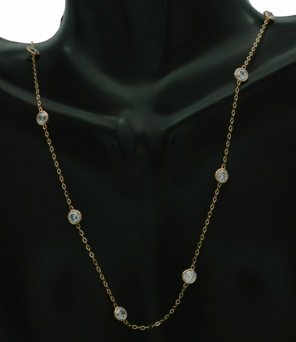 14K Solid Gold 3.5ct Created Diamond By The Yard Necklace 16" 18'' 20'' 24"