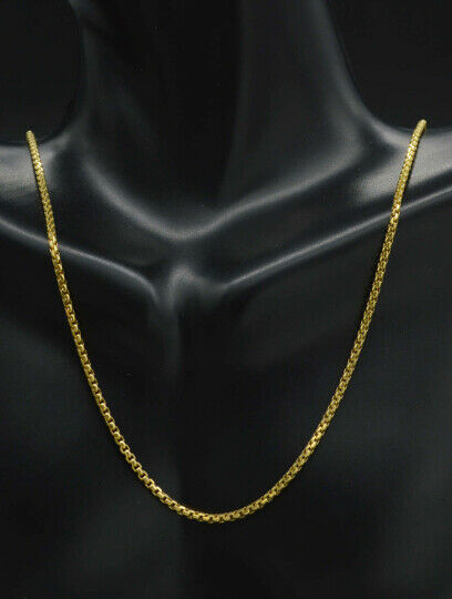 14K Yellow Solid Gold Round Box Link Chain Necklace 1.7mm 16" 18'' 20'' 24"