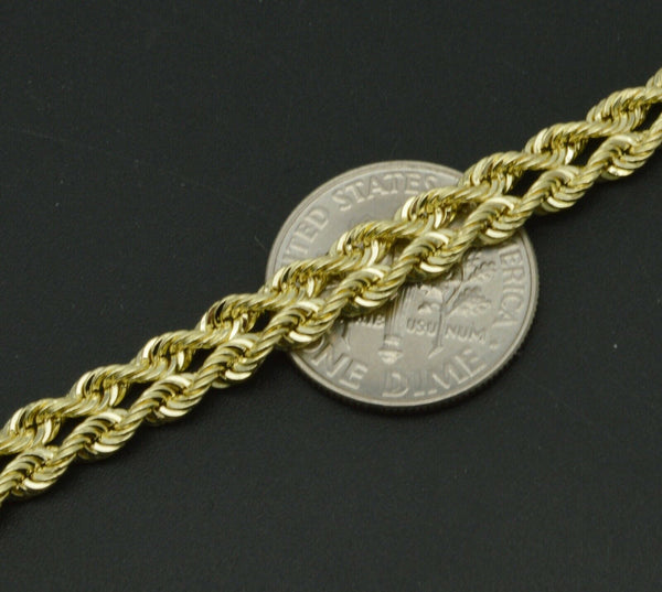 10K Yellow Solid Gold Twist Rope Chain 5mm Bracelet 2.3gr 7.1/7.4''