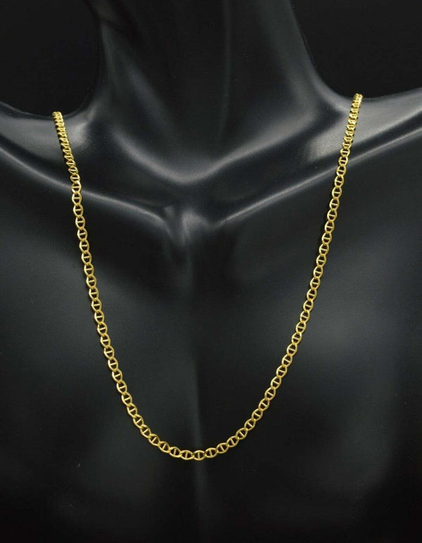 Real 14K Yellow GOLD Mariner Anchor Chain Necklace 3.2mm 18" 20'' 22'' 24"