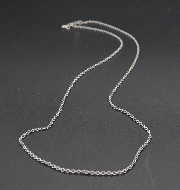 PM150 14K White Solid Gold Cable Chain Necklace 1.5mm 16" - 22"