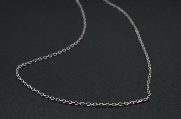 PM153 14K White Solid Gold Cable Diamond Cut Chain Necklace 1.3mm 16" - 22"