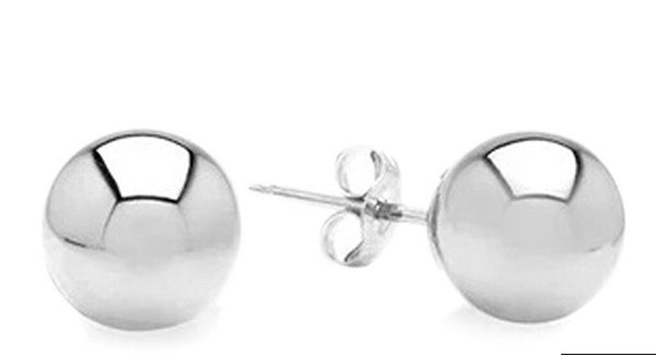 14K Solid White-Yellow-Rose Gold Ball Stud Earrings Sizes 3mm - 12mm Free Box