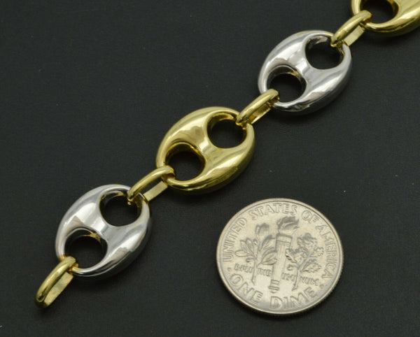 Mens 12mm 10k Real Two-Tone Gold Gucci Link Bracelet 8.5" 10.9 grams