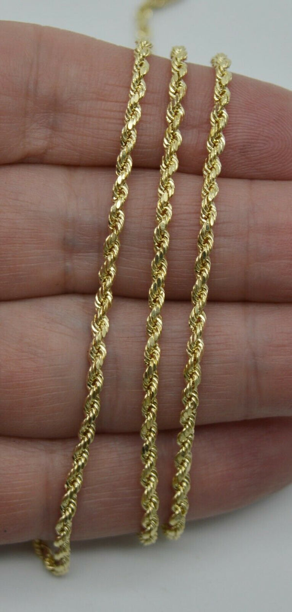 10k Yellow Solid GOLD Hollow Rope Chain Necklace 2.5mm  18" - 24"