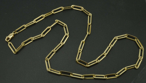 14K Yellow REAL GOLD Paper Clip Link 4mm Chain Necklace 16'' 18'' 20" 22''