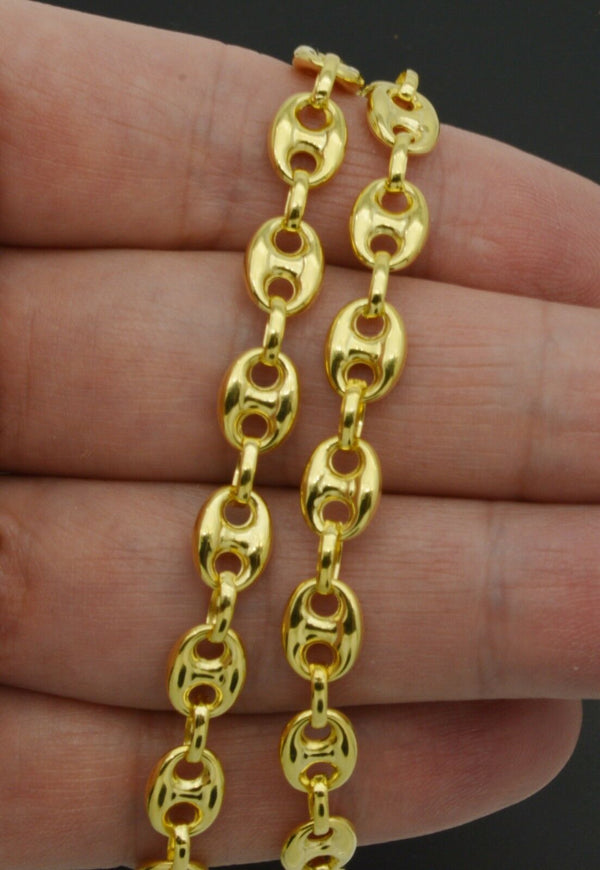 14K Yellow REAL GOLD Puffed Mariner Gucci Link Chain Necklace 7mm 18''20"24"