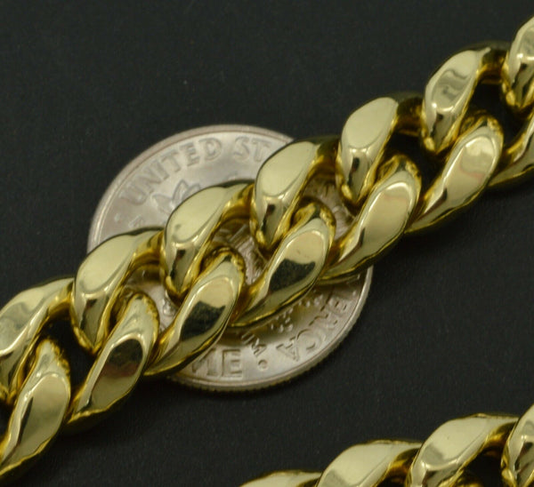 14k Real Yellow Gold Mens 9.4mm Miami Cuban Curb Chain Bracelet. 9"