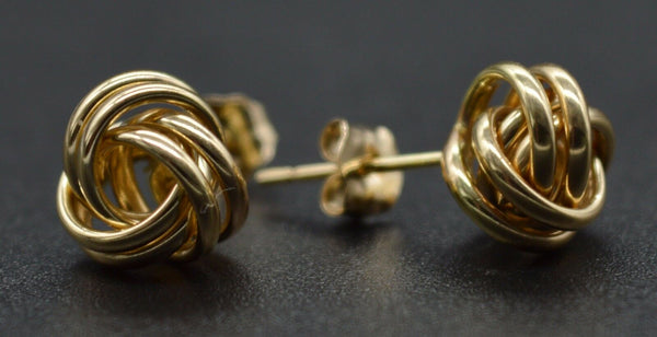14k Yellow Soild Gold Love Knot stud Earrings  8mm