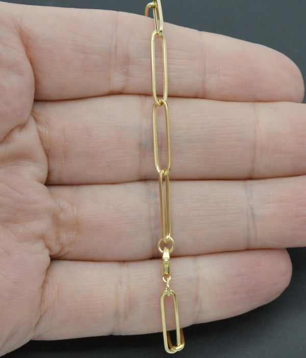 Real 14k Yellow Gold Paper Clip Link Bracelet 3.6mm 7.25''.jpg