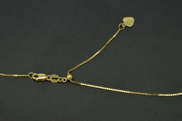 Real 10K Yellow Gold Up to 22" Solid Adjustable box Chain Necklace