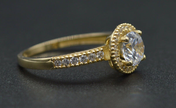 RM05 1.25ct Created Round Diamond Engagement Ring Size 7 14k Yellow Gold